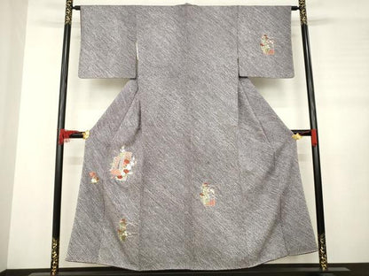 平和屋着物●訪問着 総絞り 刺繍 短冊花文 正絹 逸品 AABB5476ck
