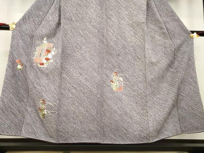 平和屋着物●訪問着 総絞り 刺繍 短冊花文 正絹 逸品 AABB5476ck
