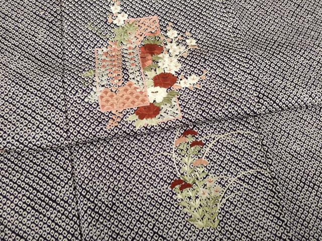 平和屋着物●訪問着 総絞り 刺繍 短冊花文 正絹 逸品 AABB5476ck