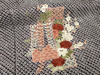 平和屋着物●訪問着 総絞り 刺繍 短冊花文 正絹 逸品 AABB5476ck