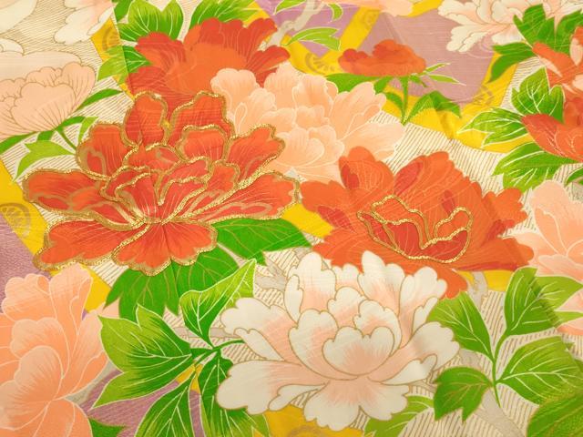 平和屋着物[]七五三　女の子　７歳　祝着　四つ身　駒刺繍　牡丹文　金彩　洗える着物　AABB5575ja