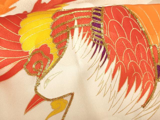平和屋着物∵女の子　十三参り　子供　祝着　駒刺繍　鳳凰文　金彩　正絹　逸品　AABB5576ja