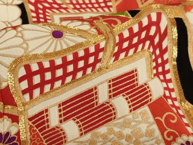 平和屋着物∵女の子 十三参り 子供 祝着・長襦袢(無双仕立て)セット 駒刺繍 御所車梅文 黒地 金彩 逸品 AABB5617ja