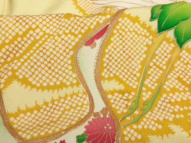 平和屋着物∵女の子 十三参り 子供 祝着 駒刺繍 飛鶴文 金彩 正絹 逸品 AABB5623ja