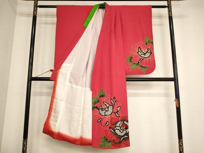 平和屋着物∵女の子　十三参り　子供　祝着　牡丹文　金彩　正絹　逸品　AABB5627ja
