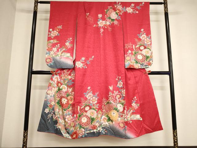 平和屋着物∵女の子 十三参り 子供 祝着 花蝶文 暈し染め 金彩 逸品 AABB5662ja
