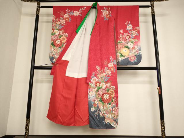 平和屋着物∵女の子 十三参り 子供 祝着 花蝶文 暈し染め 金彩 逸品 AABB5662ja
