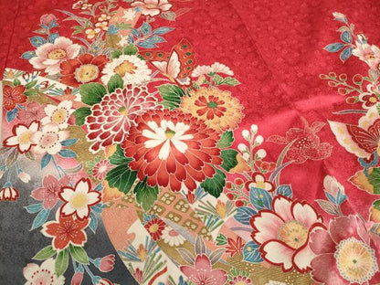 平和屋着物∵女の子 十三参り 子供 祝着 花蝶文 暈し染め 金彩 逸品 AABB5662ja