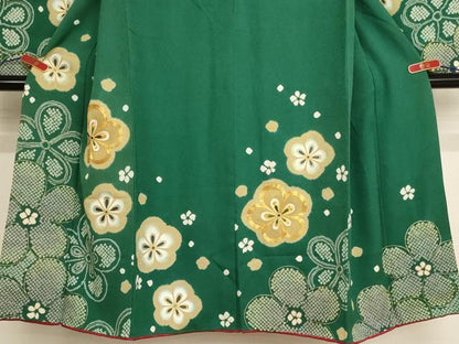 平和屋着物∵女の子 十三参り 子供 祝着 舞梅文 金彩 逸品 AABB5665ja