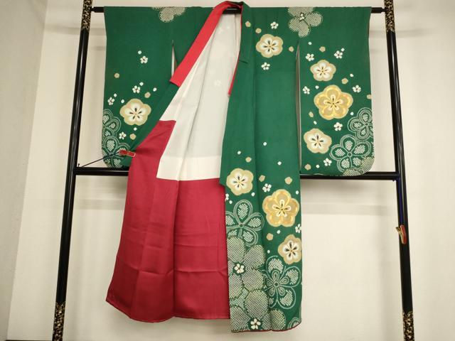 平和屋着物∵女の子 十三参り 子供 祝着 舞梅文 金彩 逸品 AABB5665ja