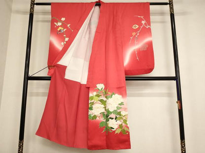 平和屋着物∵女の子　十三参り　子供　祝着　花蝶文　牡丹　暈し染め　金彩　逸品　AABB5667ja