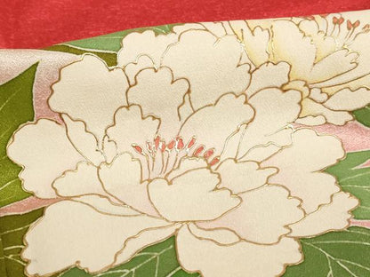 平和屋着物∵女の子　十三参り　子供　祝着　花蝶文　牡丹　暈し染め　金彩　逸品　AABB5667ja