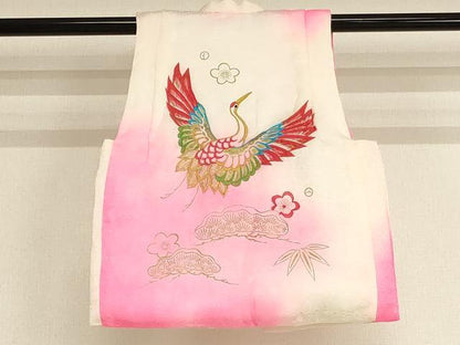 平和屋着物[]七五三　女の子　３歳　袖なし羽織　刺繍　飛鶴松竹梅文　金糸　金彩　逸品　AABB5680ja