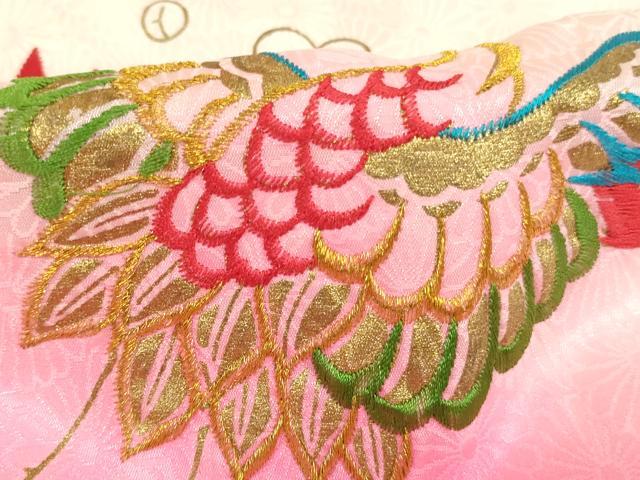 平和屋着物[]七五三　女の子　３歳　袖なし羽織　刺繍　飛鶴松竹梅文　金糸　金彩　逸品　AABB5680ja