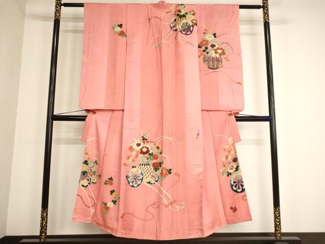 平和屋着物∵アンティーク　大正ロマン　女の子　十三参り　子供　祝着　花車文　逸品　AABB5694ja