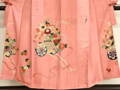 平和屋着物∵アンティーク　大正ロマン　女の子　十三参り　子供　祝着　花車文　逸品　AABB5694ja