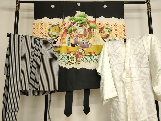 平和屋着物[]七五三　男の子　三歳　のしめ　祝着・長襦袢(袷)・行灯袴セット　童子　暈し染め　金彩　逸品　AABB5775ja