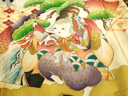 平和屋着物[]七五三　男の子　三歳　のしめ　祝着・長襦袢(袷)・行灯袴セット　童子　暈し染め　金彩　逸品　AABB5775ja
