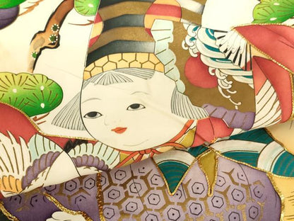 平和屋着物[]七五三　男の子　三歳　のしめ　祝着・長襦袢(袷)・行灯袴セット　童子　暈し染め　金彩　逸品　AABB5775ja