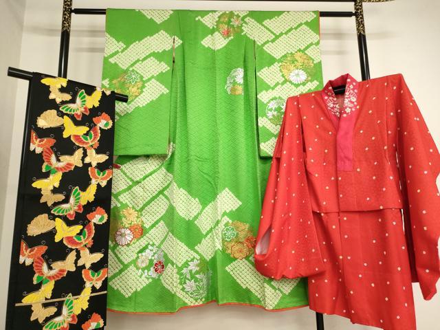 平和屋着物[]七五三　女の子　７歳　祝着　四つ身　長襦袢(無双仕立て)・袋帯セット　花丸文　金銀彩　逸品　AABB5777ja