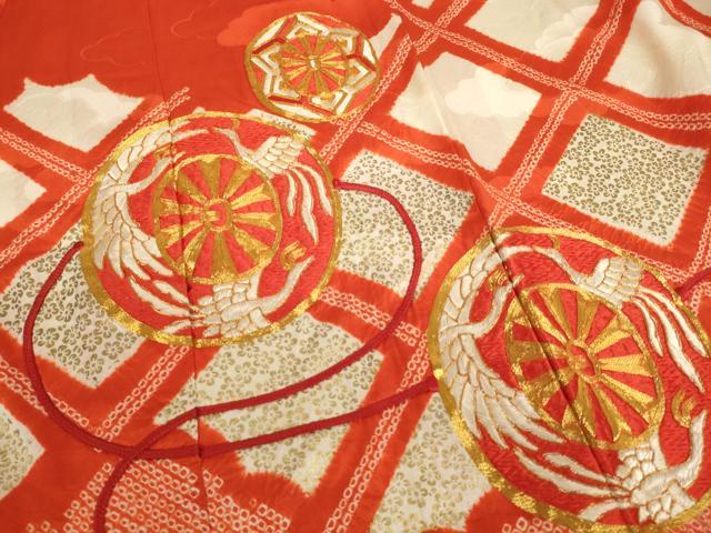 平和屋着物∵女の子 十三参り 子供 祝着・袋帯セット 駒刺繍 絞り 源氏車文 金彩 逸品 AABB5779ja