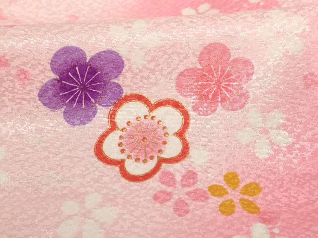 平和屋着物[]七五三　女の子　３歳　祝着　三つ身　長襦袢(単衣)・被布・小物セット　舞梅文　暈し染め　金彩　未使用　AABB5780ja