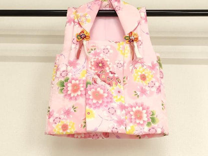 平和屋着物[]七五三　女の子　３歳　祝着　三つ身　長襦袢(単衣)・被布・小物セット　花手毬文　暈し染め　金彩　未使用　AABB5788ja