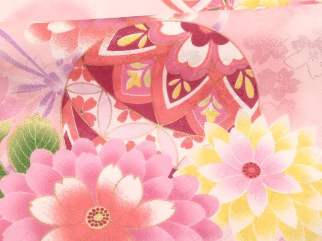 平和屋着物[]七五三　女の子　３歳　祝着　三つ身　長襦袢(単衣)・被布・小物セット　花手毬文　暈し染め　金彩　未使用　AABB5790ja