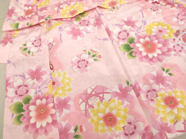 平和屋着物[]七五三　女の子　３歳　祝着　三つ身　長襦袢(単衣)・被布・小物セット　花手毬文　暈し染め　金彩　未使用　AABB5792ja