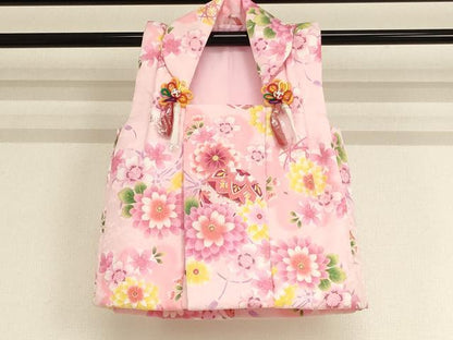 平和屋着物[]七五三　女の子　３歳　祝着　三つ身　長襦袢(単衣)・被布・小物セット　花手毬文　暈し染め　金彩　未使用　AABB5792ja