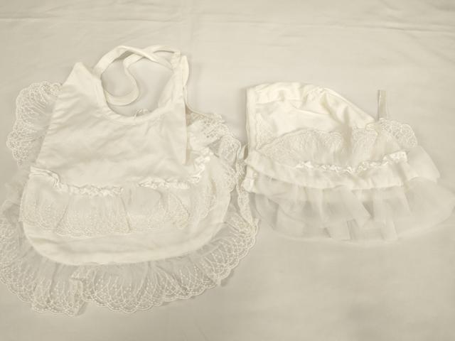 平和屋本店[]お宮参り　女の子　ベビードレス　帽子　スタイ3点セット　レース　50cmサイズ　箱付き　AABB5814ja