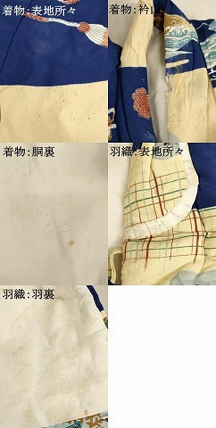 平和屋着物[]七五三　男の子　3歳　祝着・袖無し羽織セット　日本昔話　浦島太郎　桃太郎　一寸法師　正絹　逸品　AABB5815ja