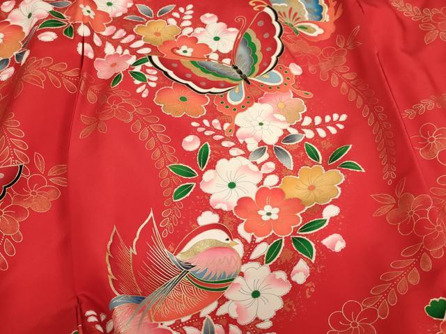 平和屋着物[]七五三　女の子　３歳　祝着　一つ身　長襦袢(袷)セット　鴛鴦花蝶文　金銀彩　逸品　AABB5816ja