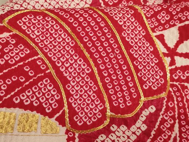平和屋着物[]七五三　女の子　３歳　祝着　一つ身　駒刺繍　束ね熨斗花手毬文　金彩　正絹　逸品　AABB5817ja
