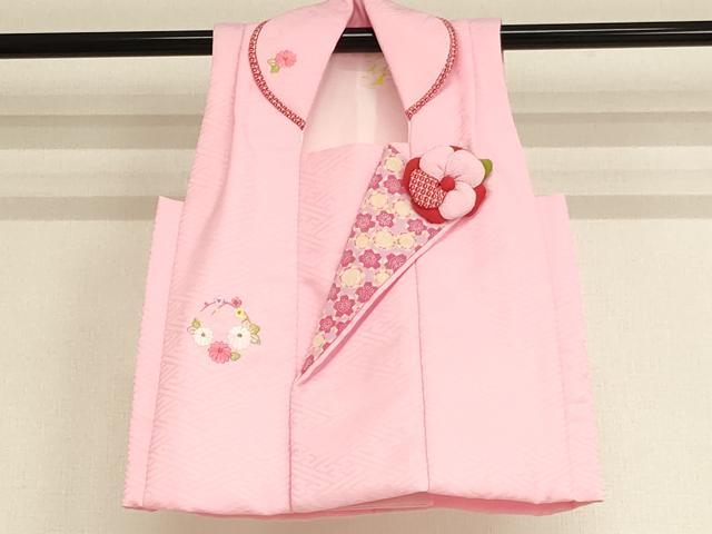 平和屋着物[]七五三　女の子　３歳　被布　式部浪漫　刺繍　花丸文　洗える着物　未使用　AABB5819ja