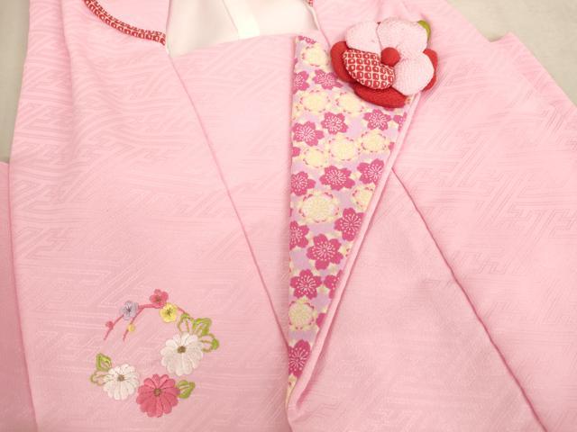 平和屋着物[]七五三　女の子　３歳　被布　式部浪漫　刺繍　花丸文　洗える着物　未使用　AABB5819ja