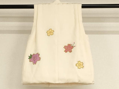 平和屋着物[]七五三　女の子　３歳　被布　刺繍　舞桜文　金糸　正絹　逸品　AABB5820ja