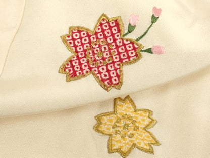 平和屋着物[]七五三　女の子　３歳　被布　刺繍　舞桜文　金糸　正絹　逸品　AABB5820ja
