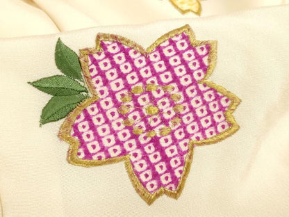 平和屋着物[]七五三　女の子　３歳　被布　刺繍　舞桜文　金糸　正絹　逸品　AABB5820ja