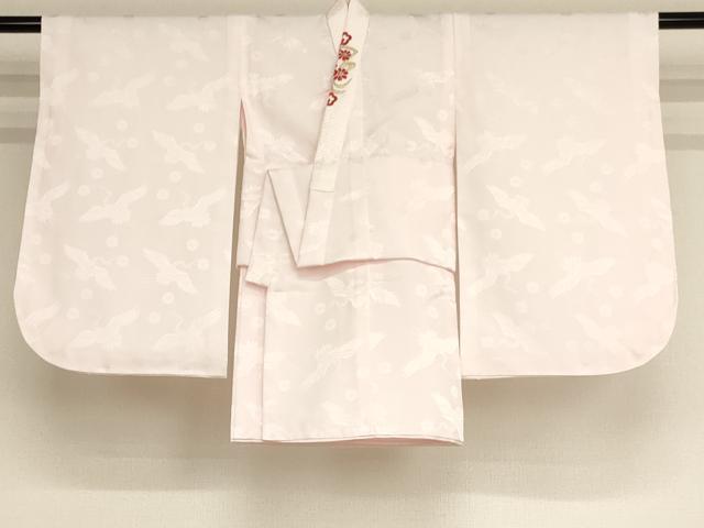 平和屋着物[]子供　女の子　長襦袢　袷　飛鶴花地紋　薄桜色　半衿刺繍　AABB5821ja