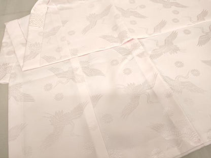 平和屋着物[]子供　女の子　長襦袢　袷　飛鶴花地紋　薄桜色　半衿刺繍　AABB5821ja