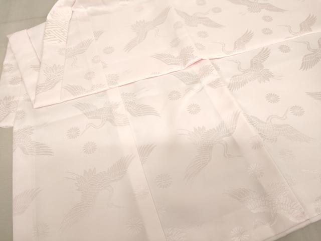 平和屋着物[]子供　女の子　長襦袢　袷　飛鶴花地紋　薄桜色　半衿刺繍　AABB5821ja