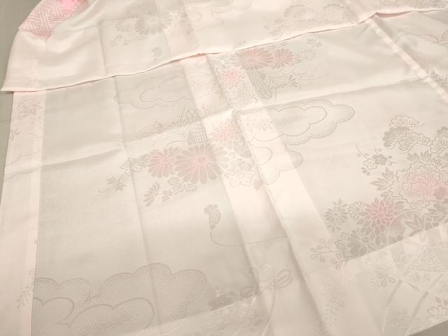 平和屋着物[]子供　女の子　長襦袢　無双仕立て　御所車花地紋　暈し染め　半衿刺繍　洗える着物　未使用　AABB5822ja