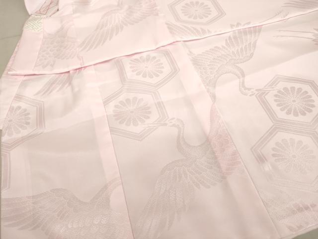 平和屋着物[]子供　女の子　長襦袢　袷　飛鶴花亀甲地紋　薄桜色　半衿刺繍　AABB5823ja