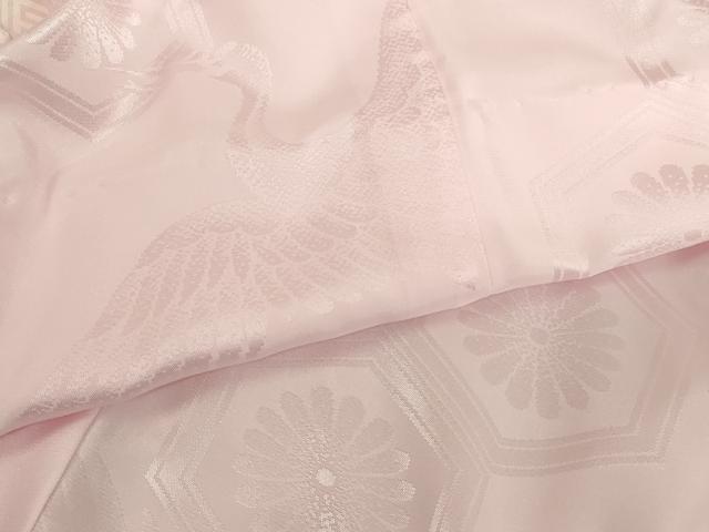 平和屋着物[]子供　女の子　長襦袢　袷　飛鶴花亀甲地紋　薄桜色　半衿刺繍　AABB5823ja