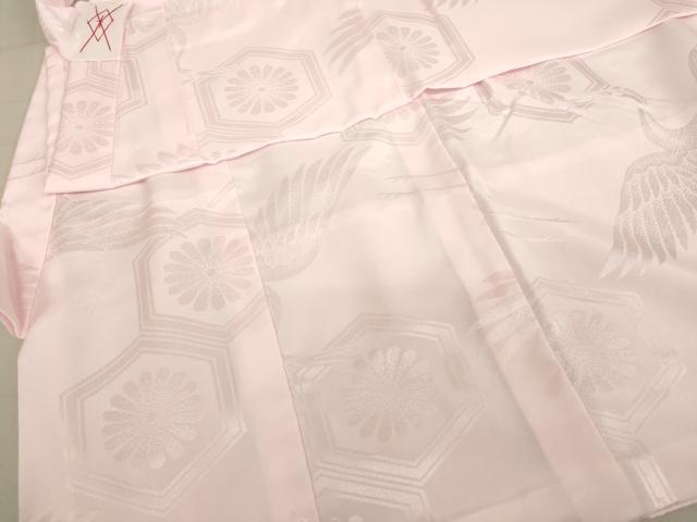 平和屋着物[]子供　女の子　長襦袢　袷　飛鶴花亀甲地紋　薄桜色　半衿刺繍　AABB5824ja
