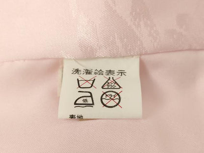 平和屋着物[]子供　女の子　長襦袢　袷　飛鶴花亀甲地紋　薄桜色　半衿刺繍　AABB5824ja