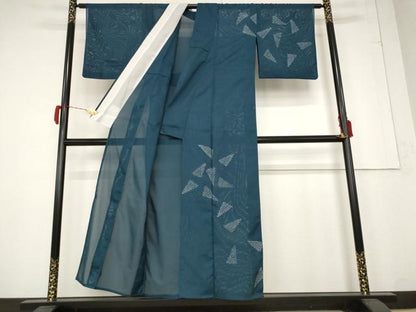 平和屋着物＊夏物 訪問着 絽 幾何学文様 洗える着物 AABB5841st