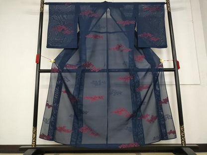 平和屋着物＊夏物 小紋 紗 草花文 正絹 逸品 AABB5855st