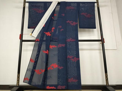 平和屋着物＊夏物 小紋 紗 草花文 正絹 逸品 AABB5855st